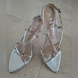 Antonio Melani Silver And Gold Strappy Women's Heels